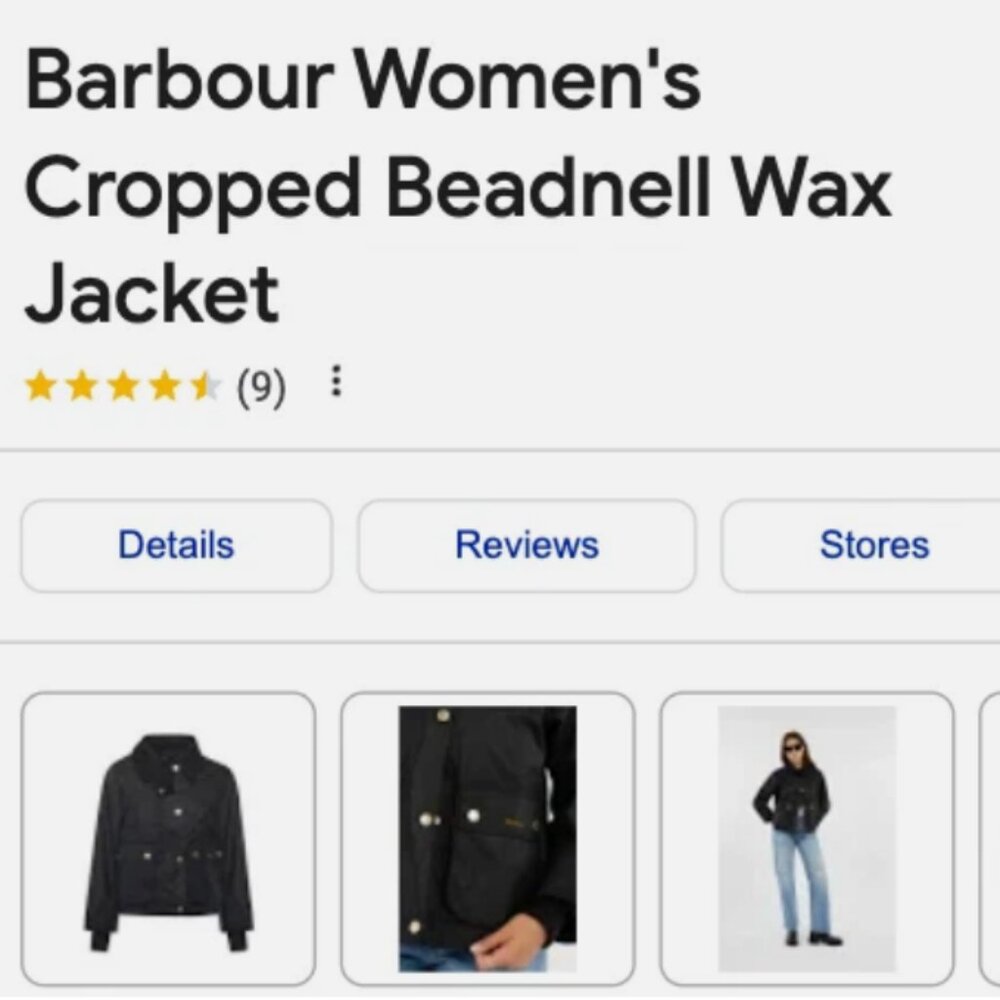 NAVY ~ Barbour Cropped Beadnell Ladies Wax Jacket MSRP$488 British Elegance - Picture 3 of 13